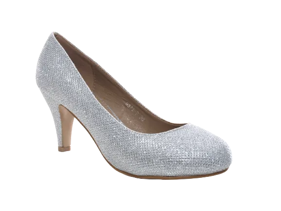 Damen High Heel Plateau Pumps Abendschuhe Stilettos Silver # 9373