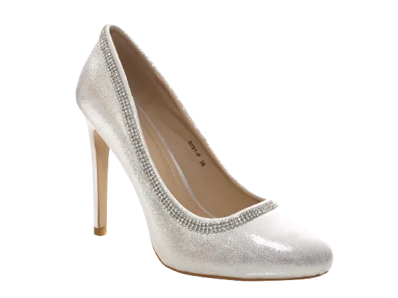 Damen High Heel Pumps Abendschuhe Stilettos Silver # 0291