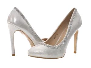 Damen High Heel Pumps Abendschuhe Stilettos Silver # 0291