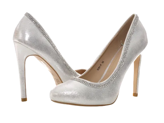 Damen High Heel Pumps Abendschuhe Stilettos Silver # 0291