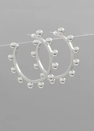 Daniella Studded Hoops - Silver