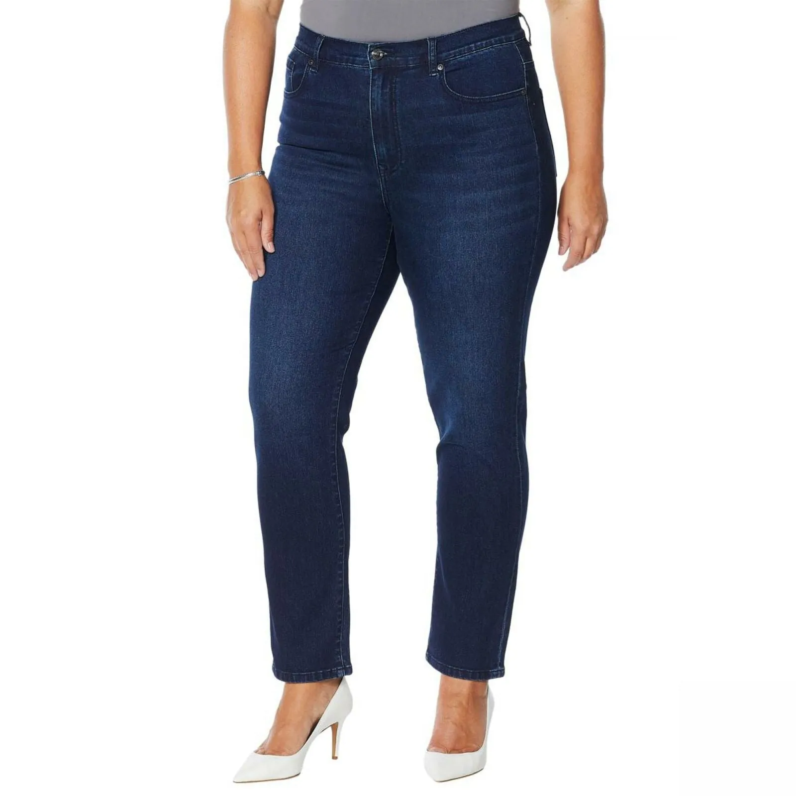 DG2 by Diane Gilman Women's Plus Size Straight Ankle Jeans