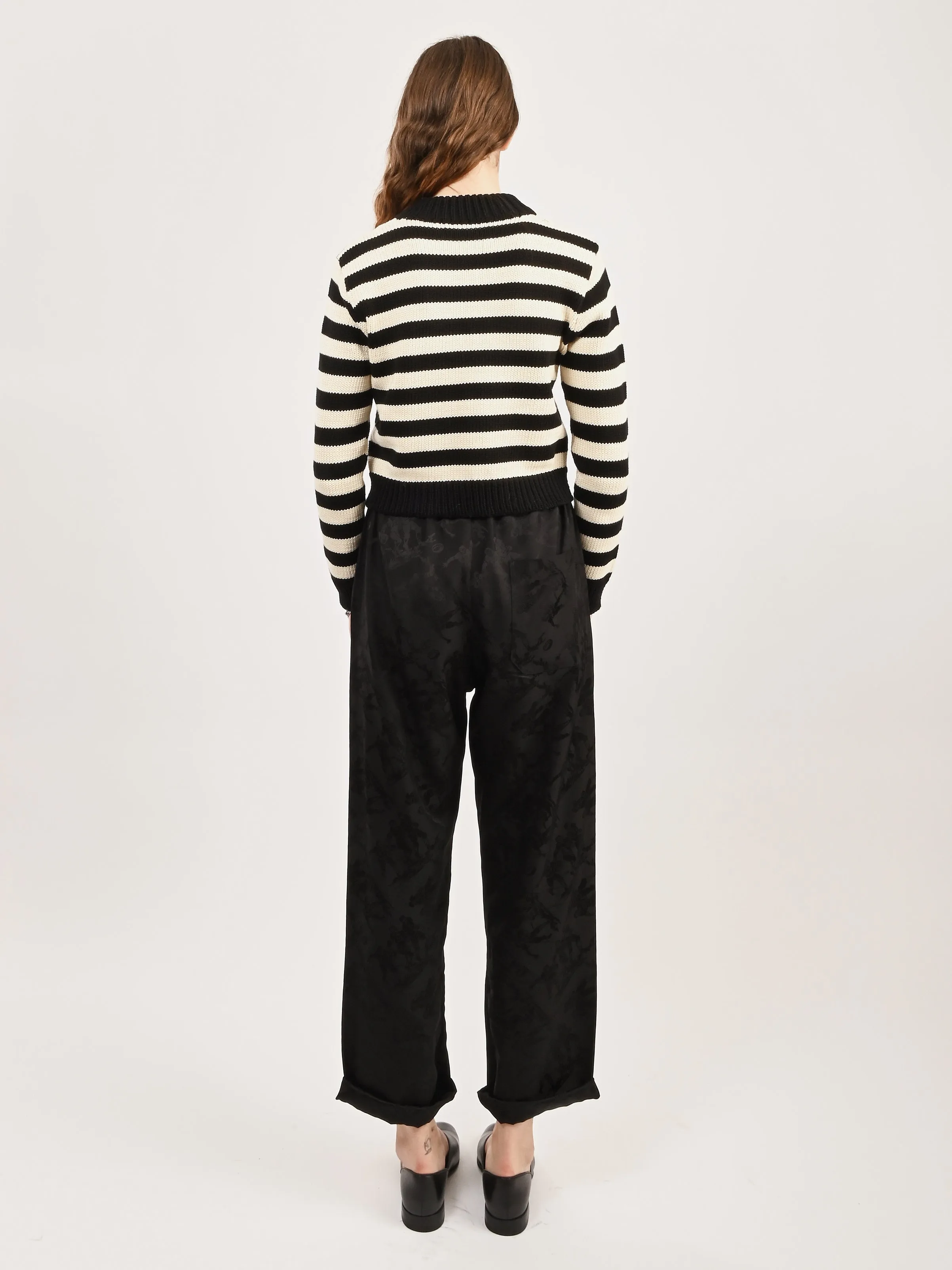 Ecru Stripe Shrunken Cotton Jumper