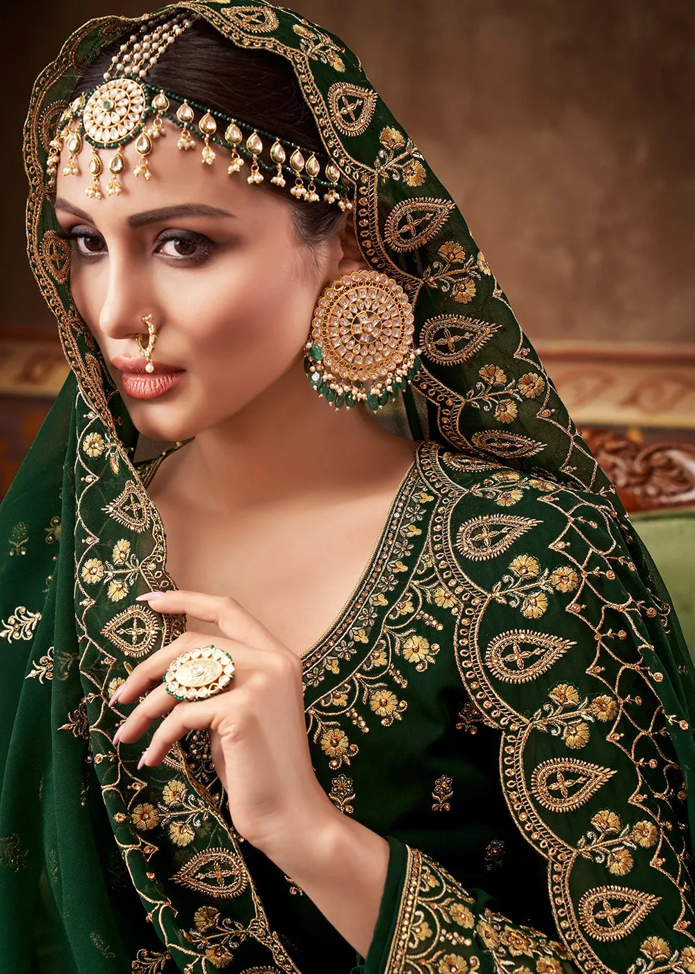 Eid Special Dark Green Georgette Designer Anarkali Suit