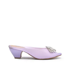 Elegant Lavender Kitten Heels with Rhinestone Detail | 596K-J