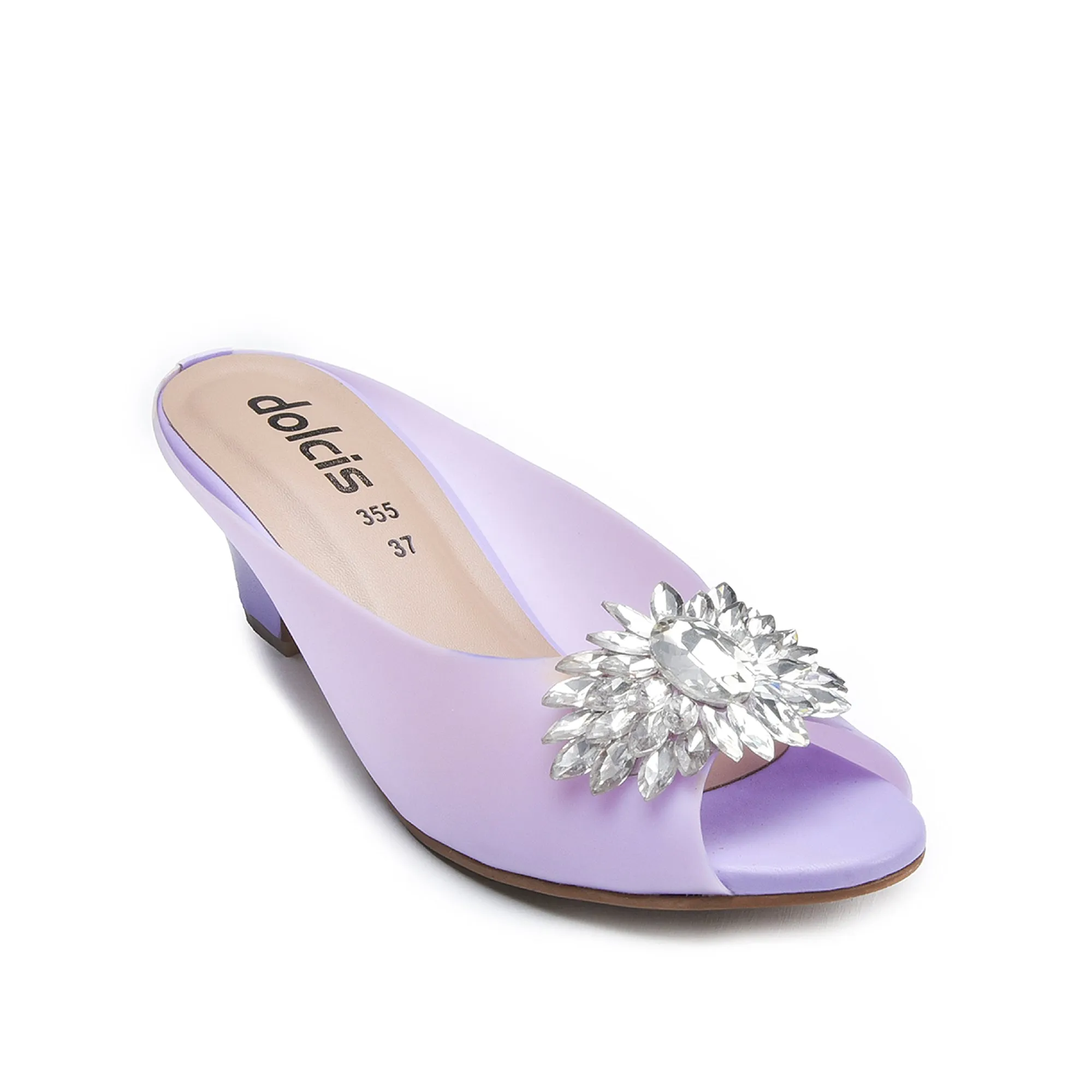 Elegant Lavender Kitten Heels with Rhinestone Detail | 596K-J