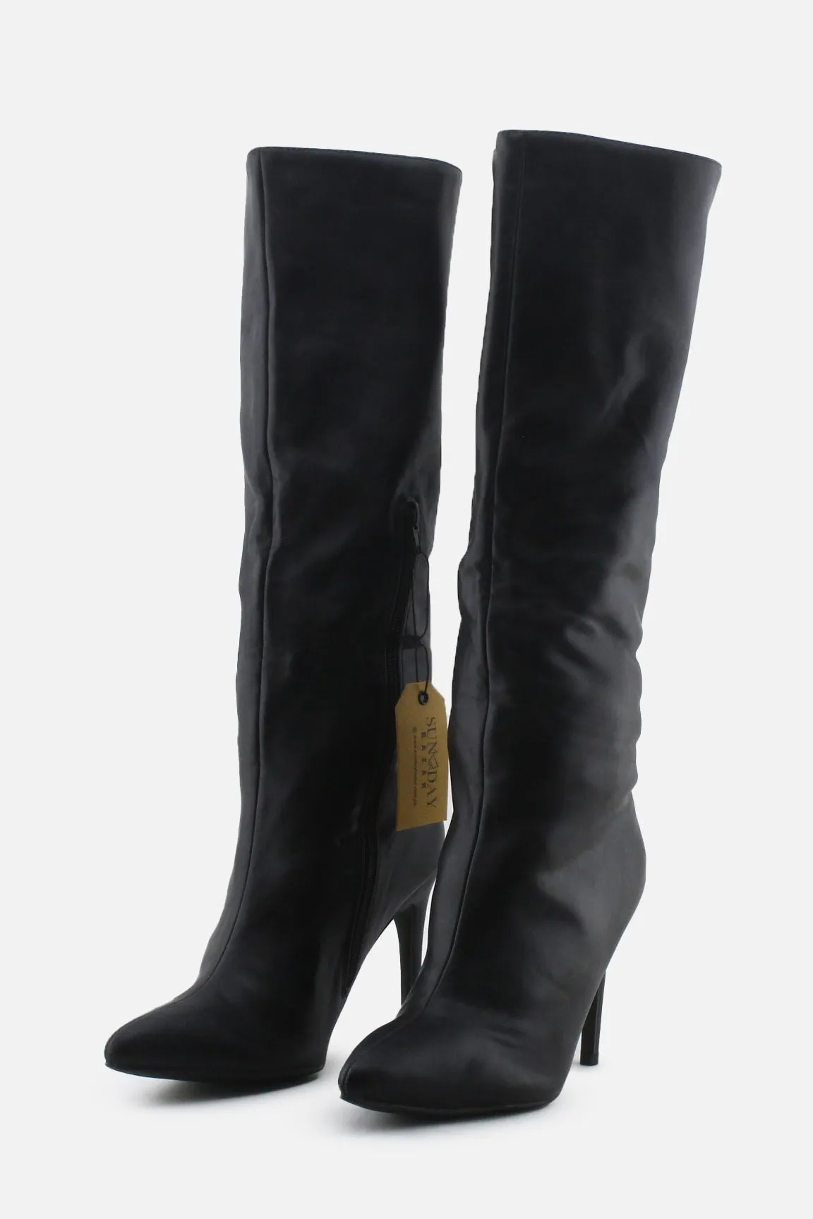 European Brand Zipper Stilettos Knee High Boots | 100% Authentic Leather