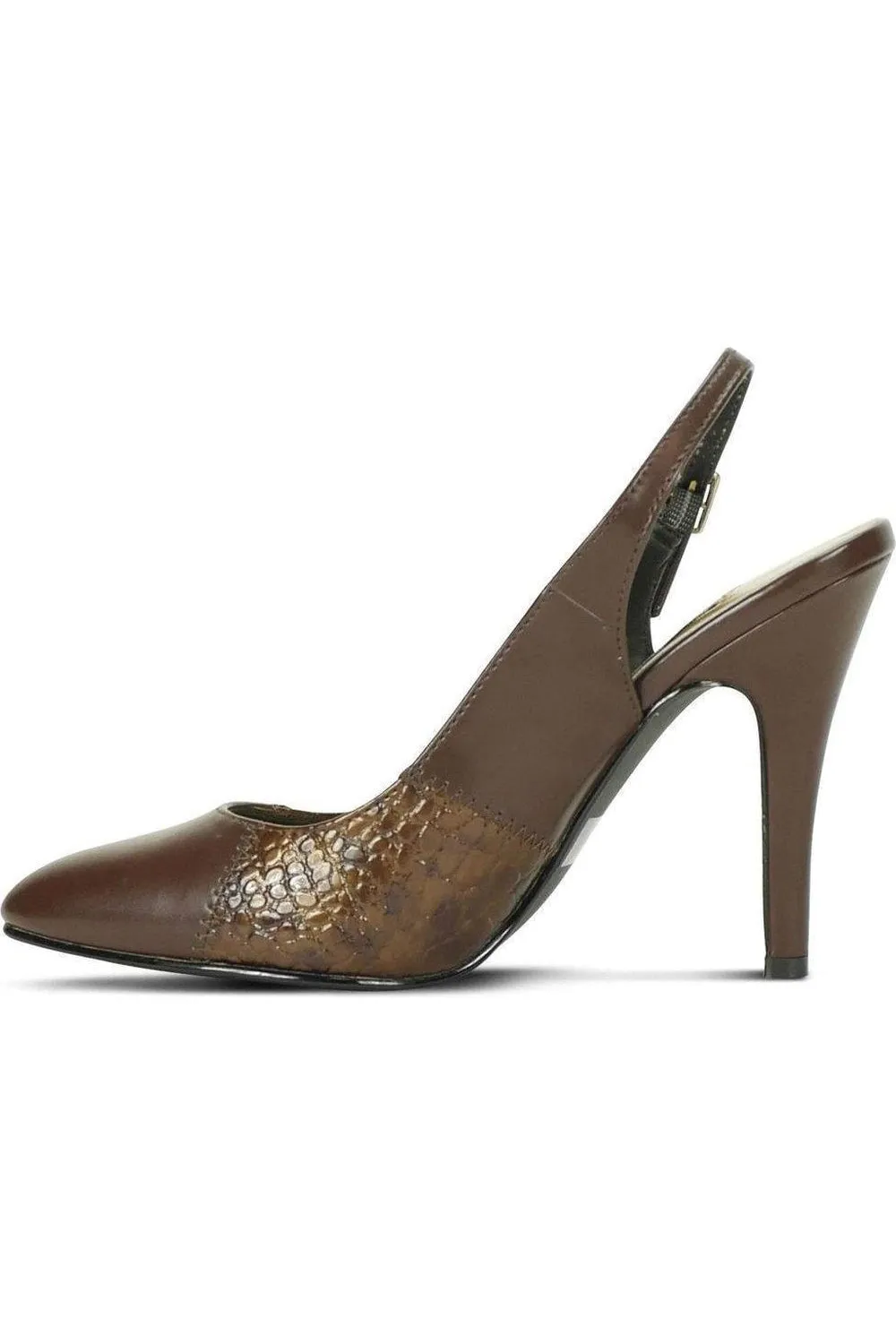 Fashions Slingback | Brown Faux Leather Snake Trim