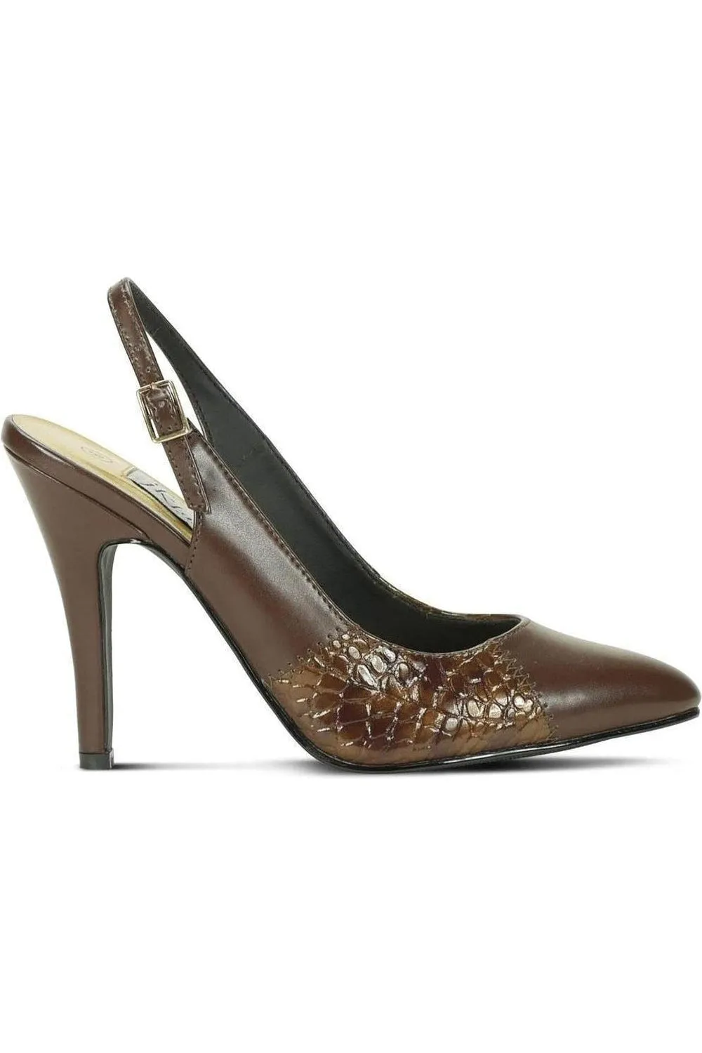 Fashions Slingback | Brown Faux Leather Snake Trim