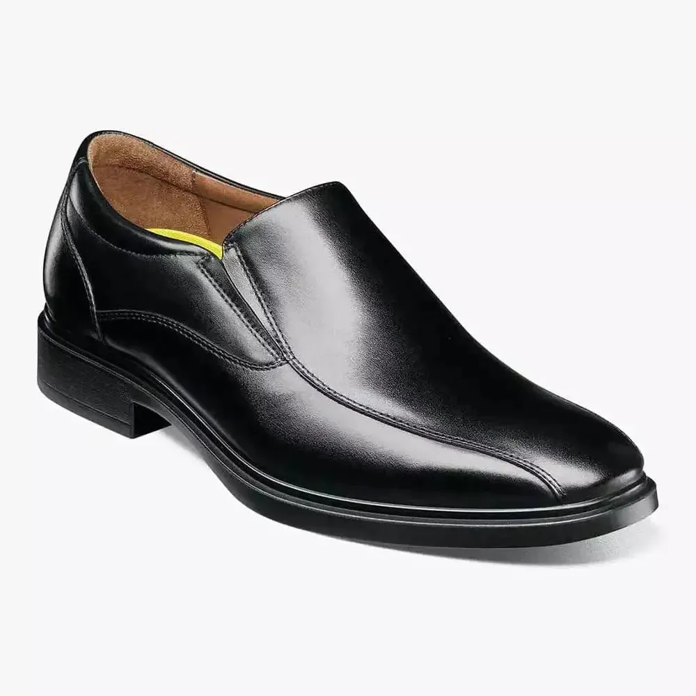 Florsheim Mens Forecast Solid Black Slip-on Leather Dress Shoes - Wide