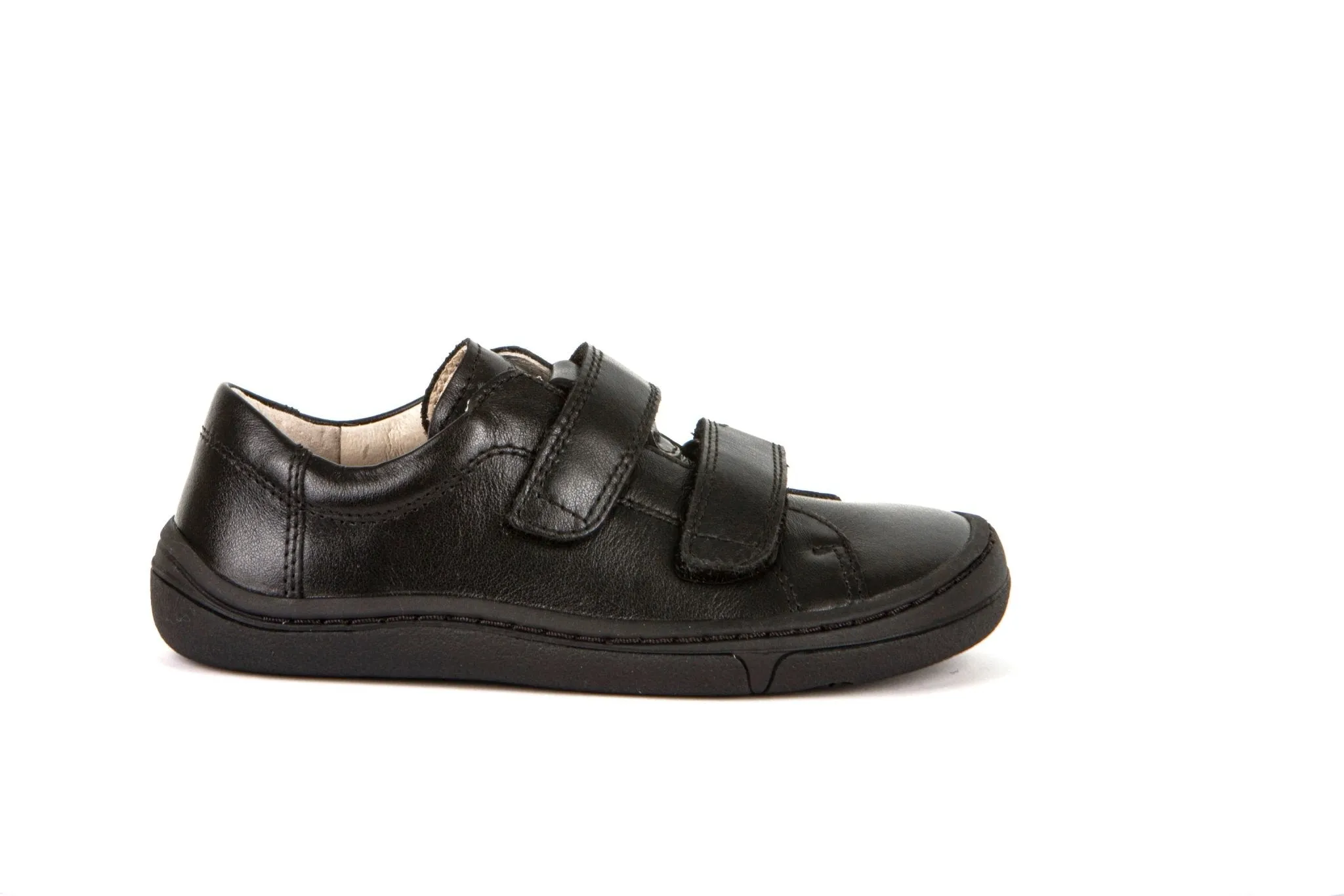 Froddo: Alex Barefoot Velcro School Shoes - Black Leather