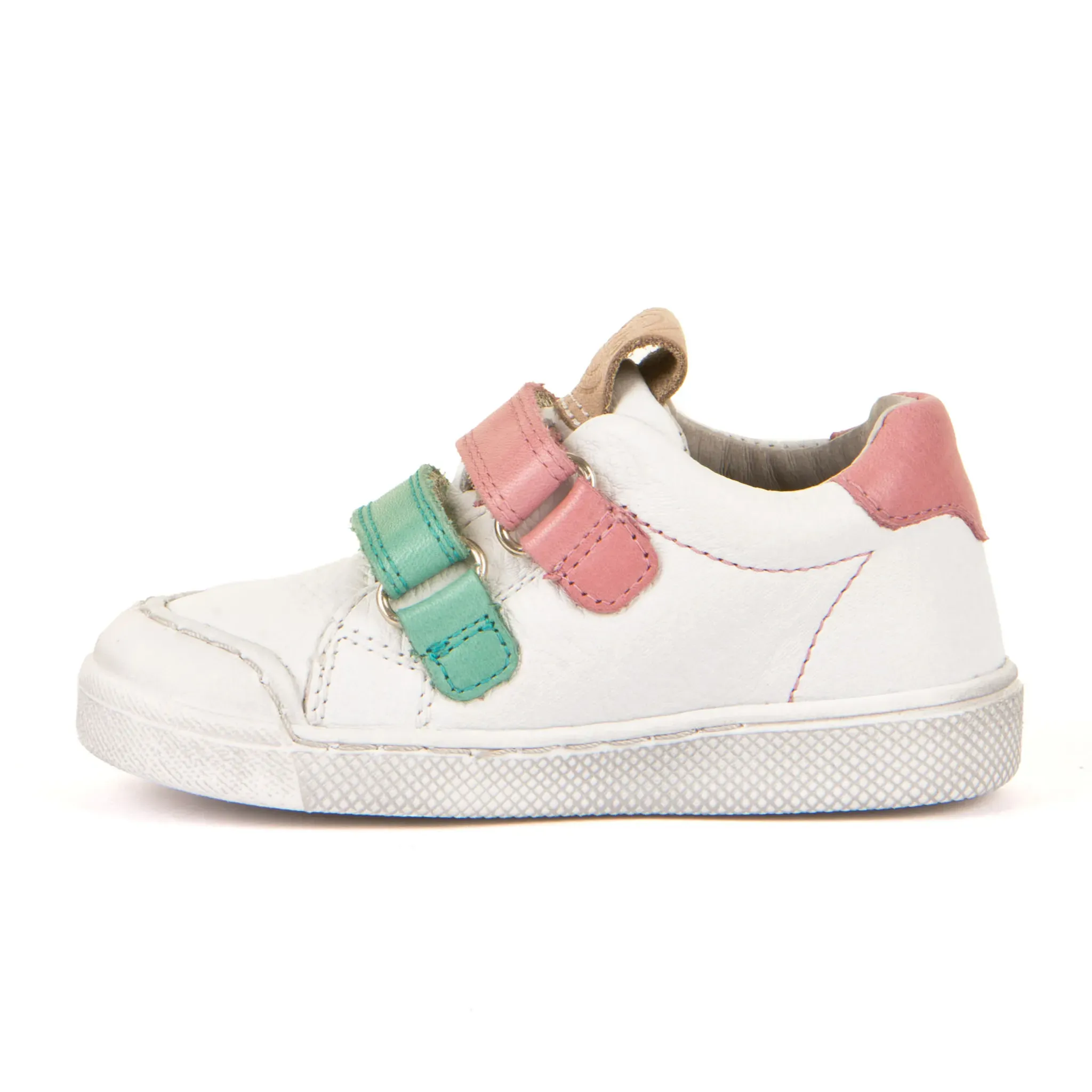 Froddo Girl's Rosario Casual Shoes with Hoop and Loop Closure - White/Pink