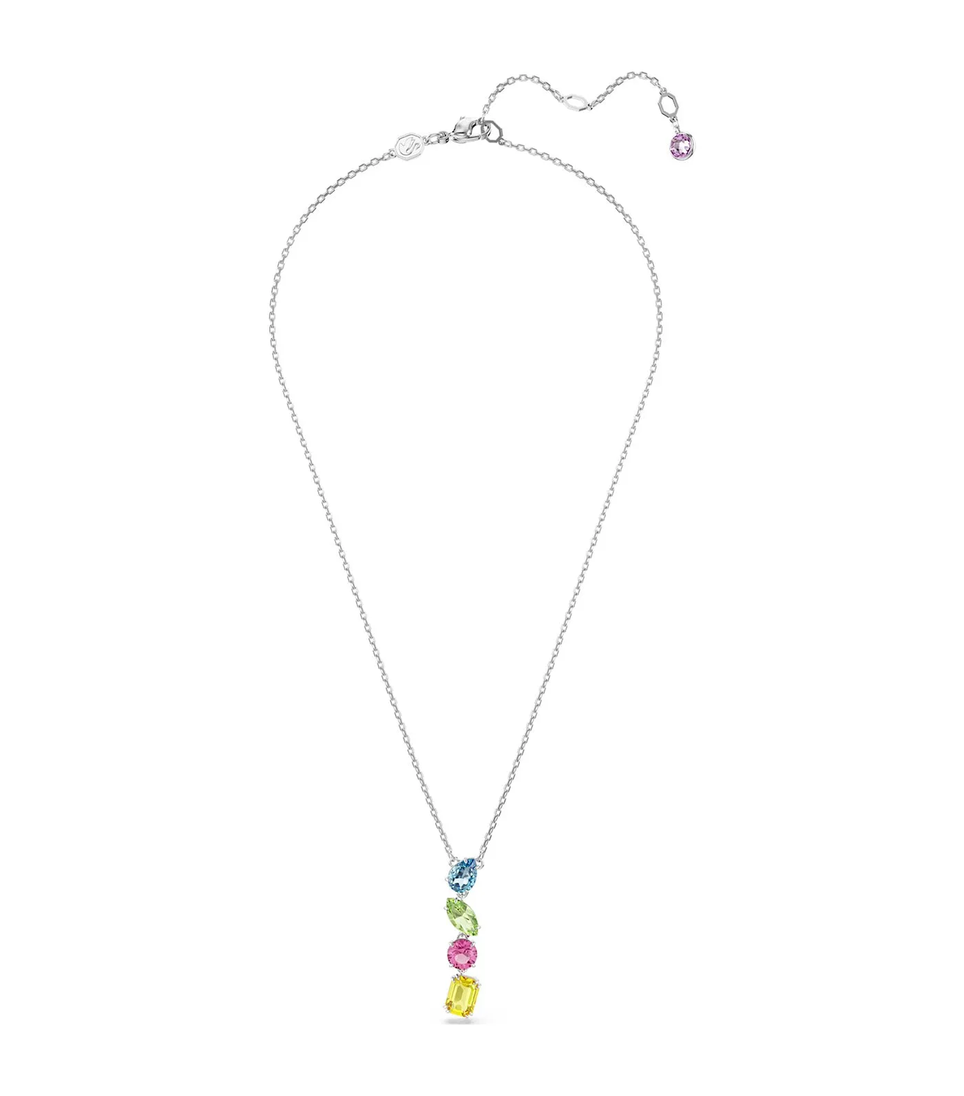 Gema Y Pendant Mixed Cuts, Multicolored, Rhodium Plated Multi