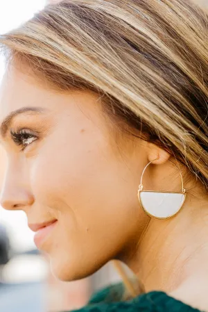 Glass Half Full Hoop Earrings In White