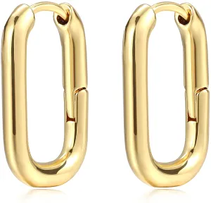 Gold Chunky Hoop Earrings Set for Women, 14K Gold Plated Lightweight Hypoallergenic Thick Open Hoops Set for Gift