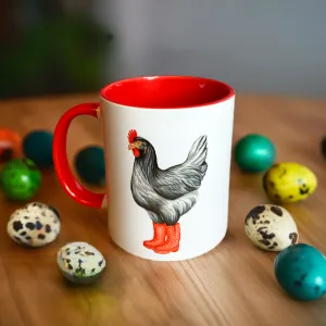 Hen wearing Red Rain Boots Mug