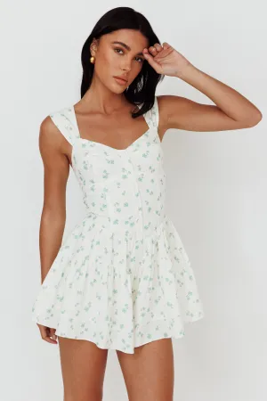 Hiding Place Button Romper Dainty Floral Sage