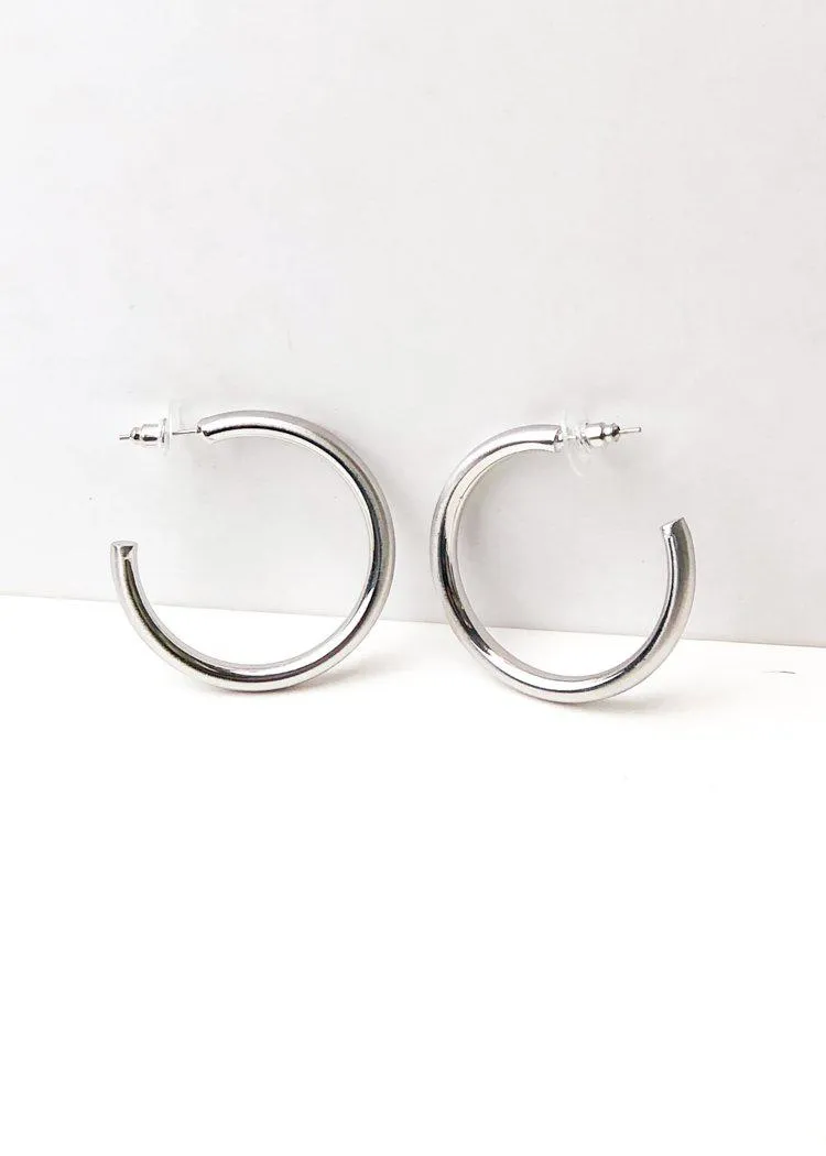 Hoop la 40mm Brushed Hoop - Silver