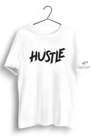 Hustle Printed White Dry Fit Tee