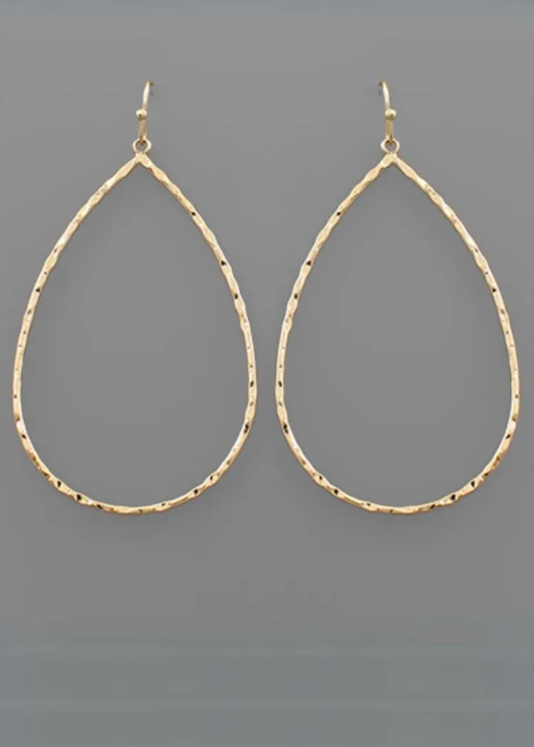 Isla Hammered Teardrops Earroings-Gold