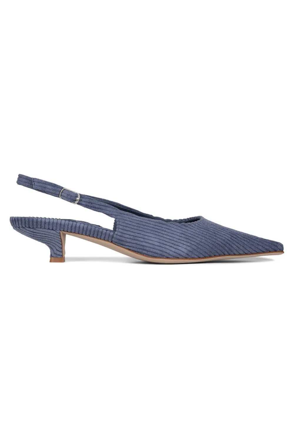 Jeffrey Campbell Alora Kitten Heel in Dusty Blue Corduroy