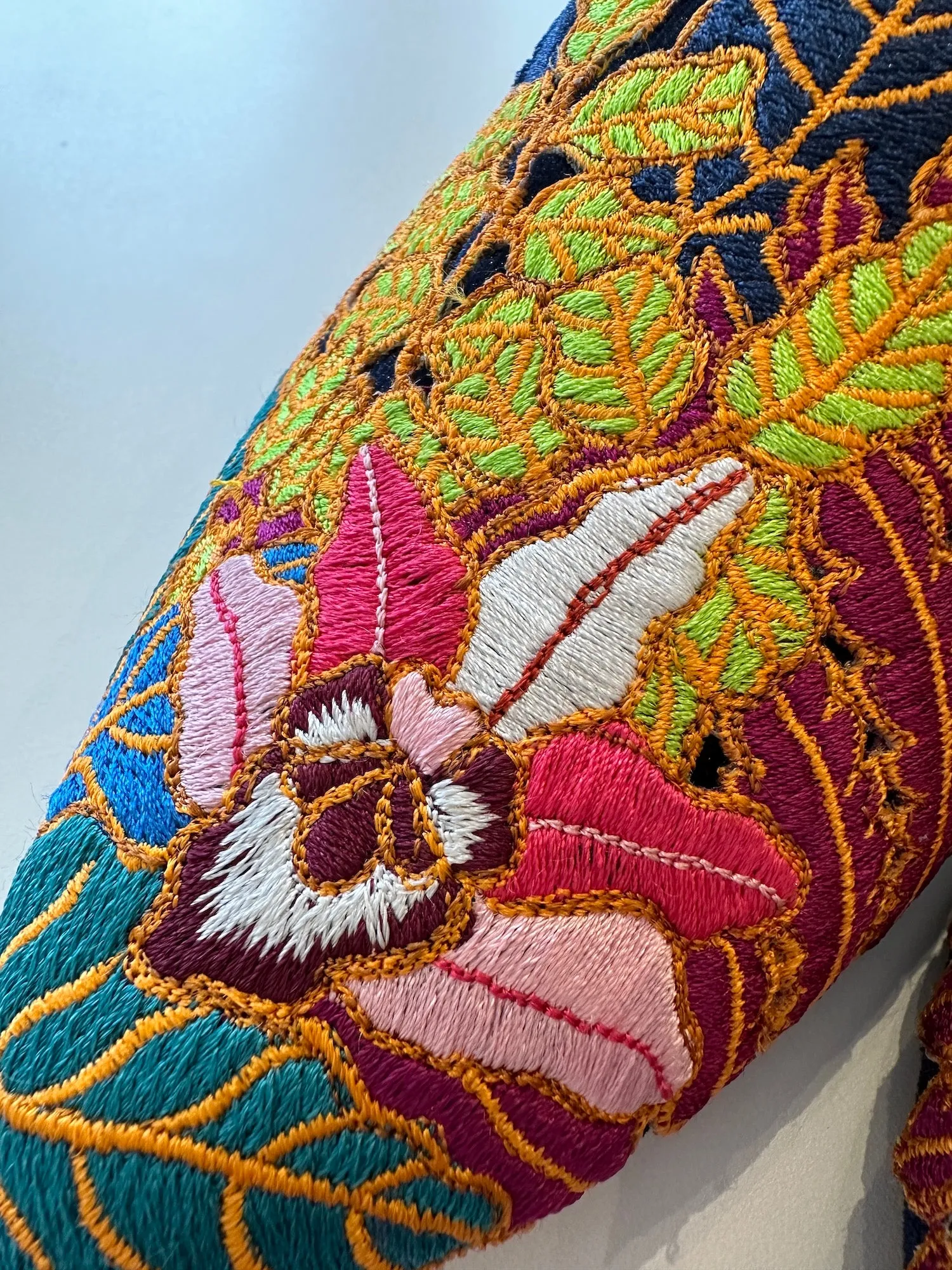 Kingfisher in Orchid Grove -  Embroidered Mules