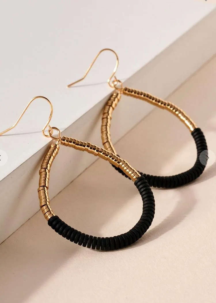 Larissa Beaded Hoops-Black