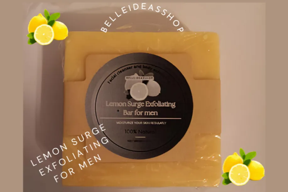 Lemon Surge Exfoliating Bar for Men – Energizing Scrub Soap | Deep Clean & Refresh