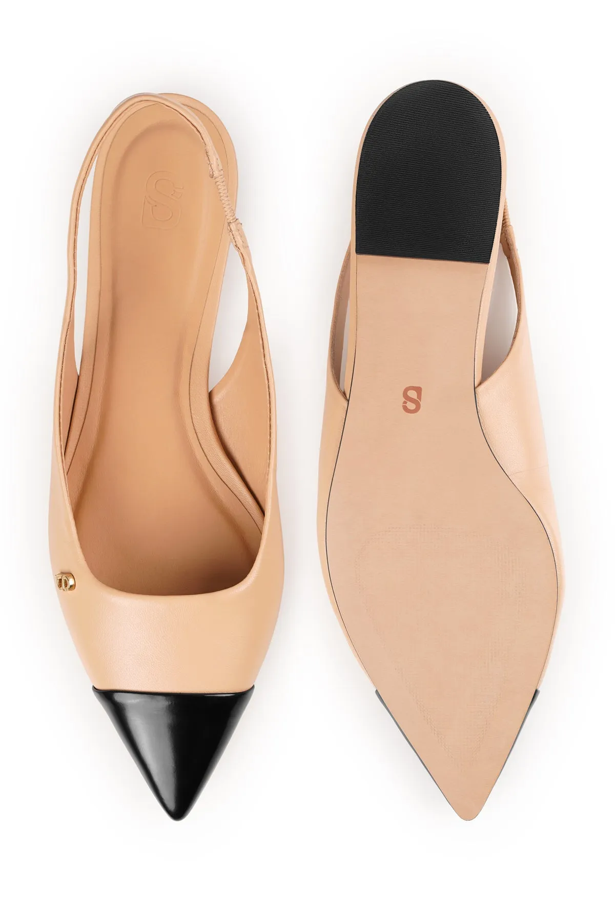 Lena Slingback Shoes - Beige