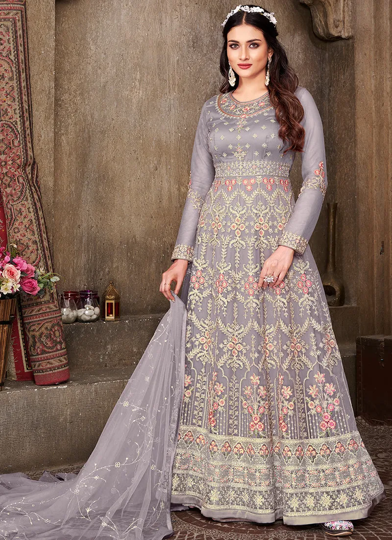 Lilac Purple Multi Embroidery Festive Anarkali Suit