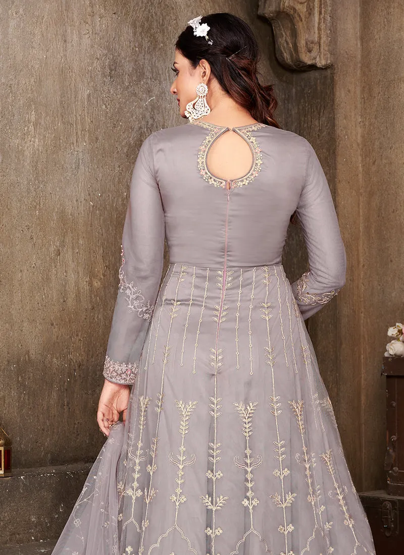 Lilac Purple Multi Embroidery Festive Anarkali Suit