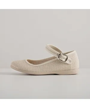 Linen Flower Girl Shoes - Natural