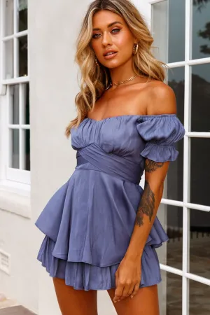 Linka Off-Shoulder Tie Back Romper Midnight Blue