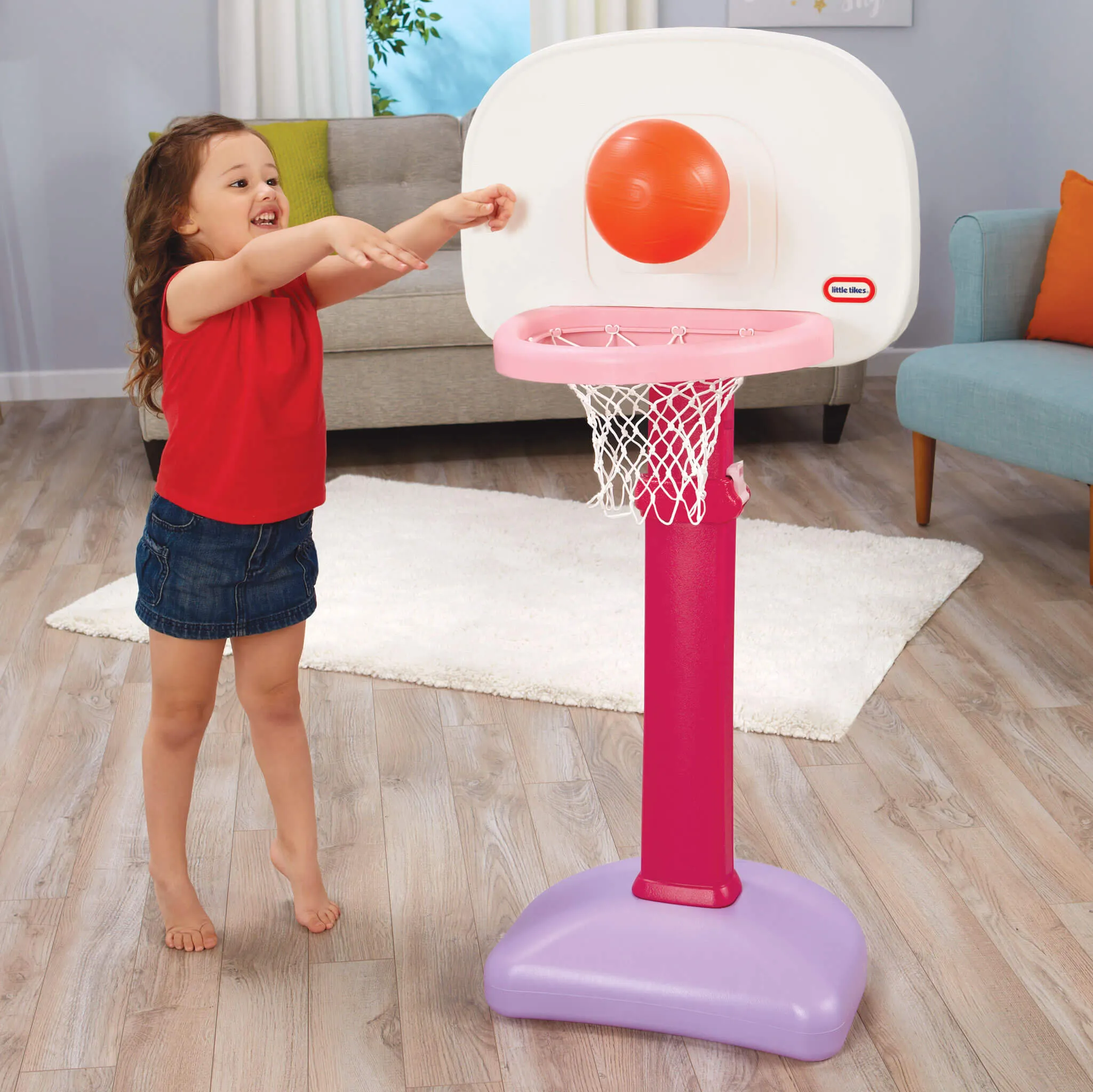 Little Tikes TotSports Easy Score Pink Basketball Set with 3 Basketballs