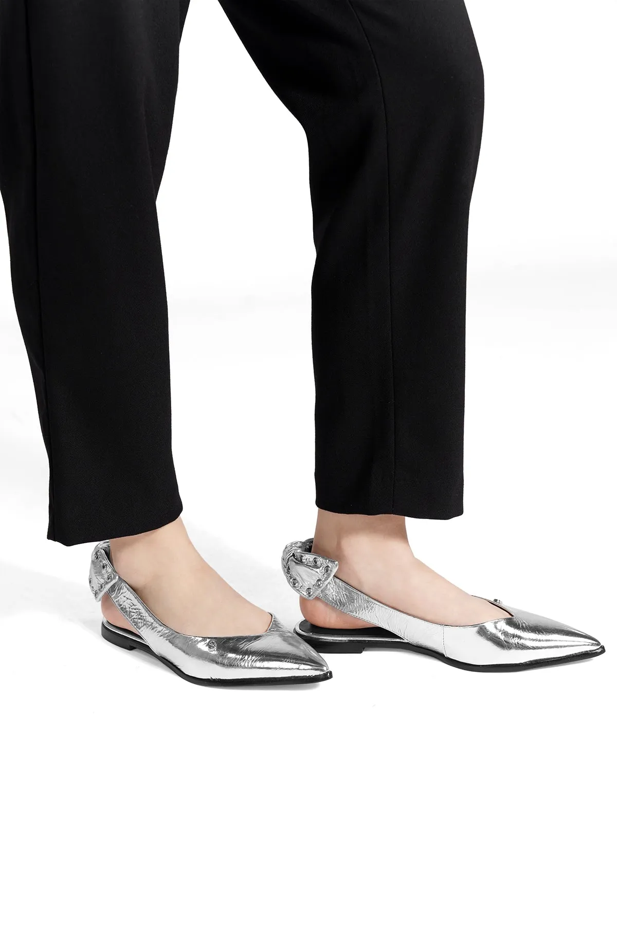 Lola Slingback Shoes - Silver