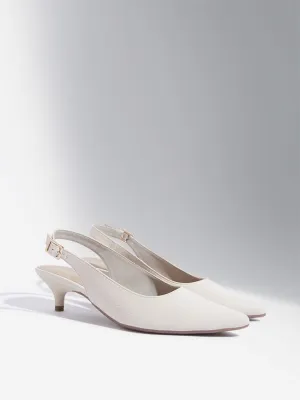 LUNA BLU Ivory Slingback Kitten Heel Mules