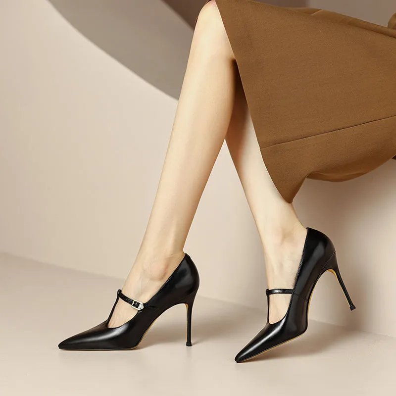 Maria T Strap Black Stilettos