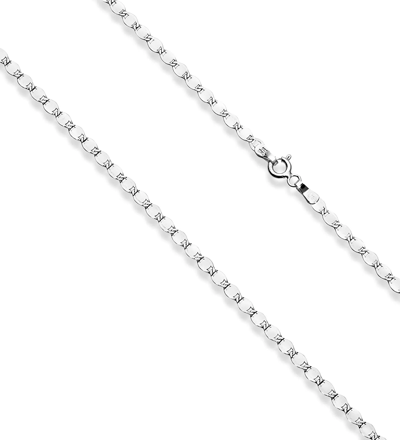 Miabella 925 Sterling Silver Italian Sparkle Mirror Link Chain Necklace for Women Teen Girls 16", 18", 20", 22", 24”, 26" & 30" Inch