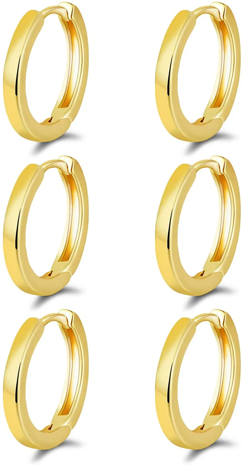 micuco Small Hoop Earrings for Women 14K Gold Plated Hoop Huggie Earrings for Men Hypoallergenic Earrings Tiny Cartilage Ear Jewelry for Women