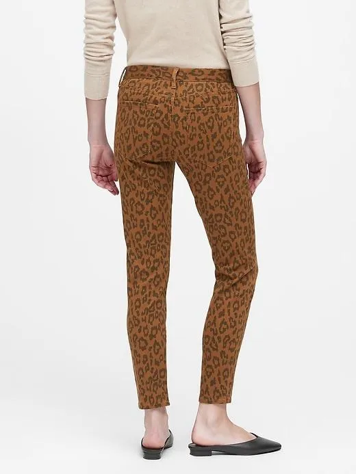 Mid-Rise Skinny Leopard Jean In Caramel Leopard Print