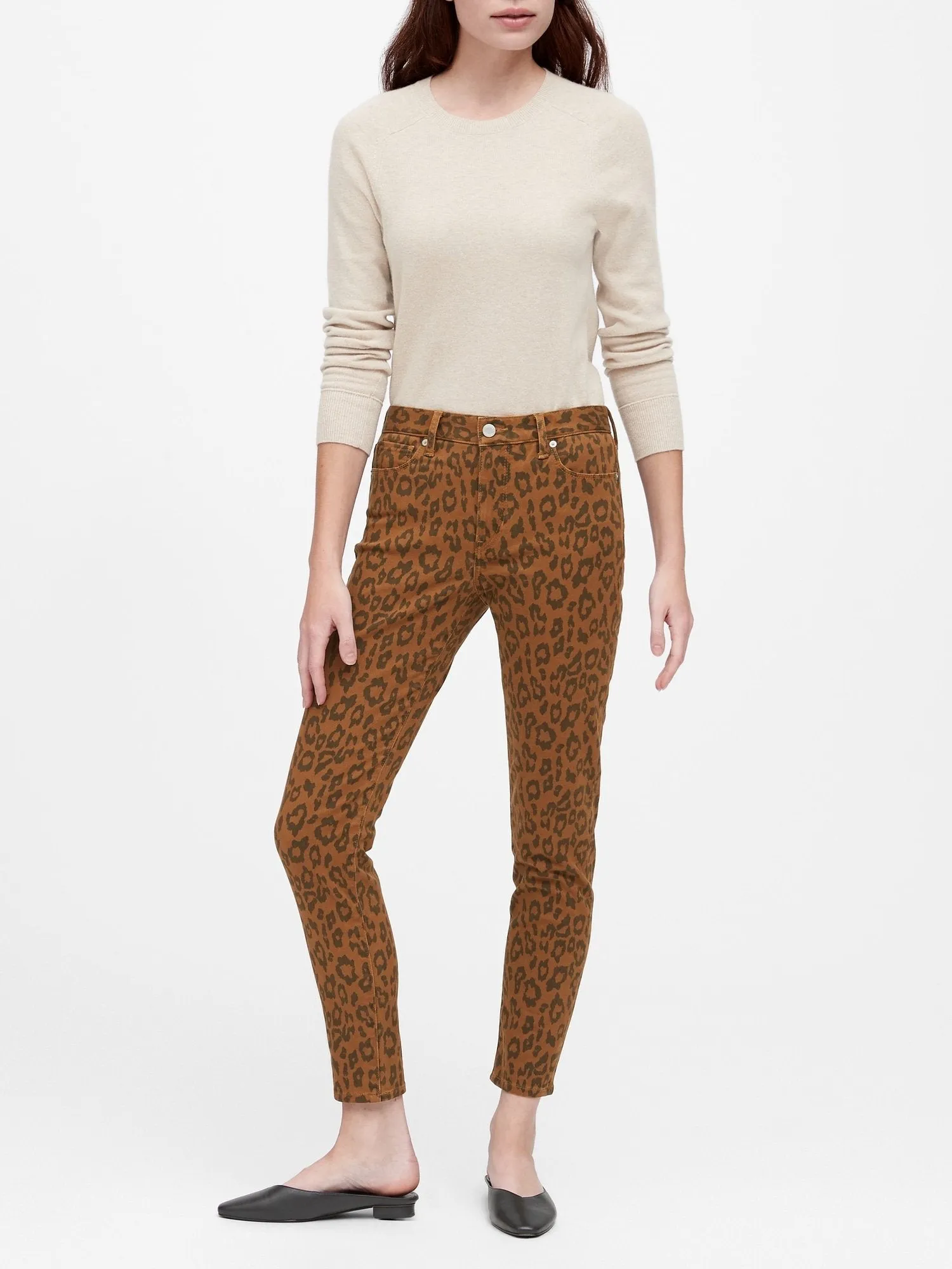 Mid-Rise Skinny Leopard Jean In Caramel Leopard Print