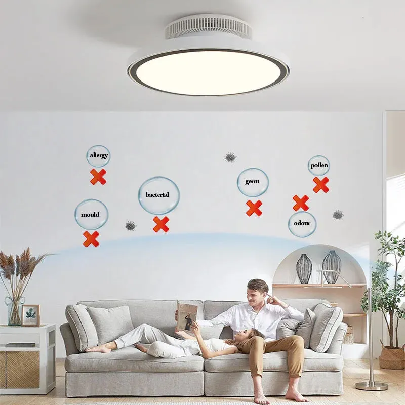 Modern Full Spectrum Invisible Blade LED Ceiling Fan Lamp