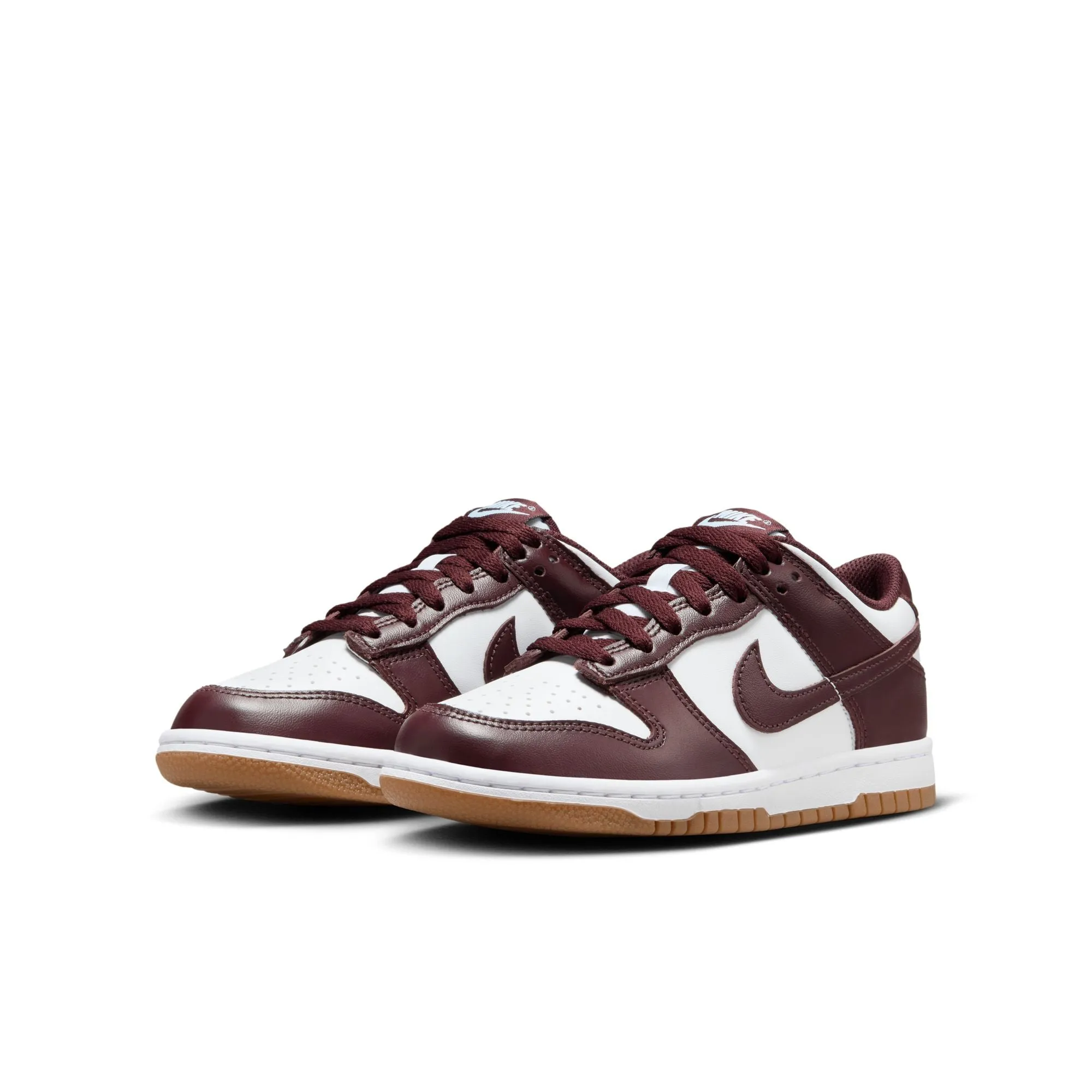 Nike Dunk Low (GS) - WHITE/BURGUNDY CRUSH-GUM LIGHT BROWN