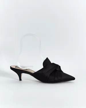 No21 satin 'knot' kitten heel mules, black, 40