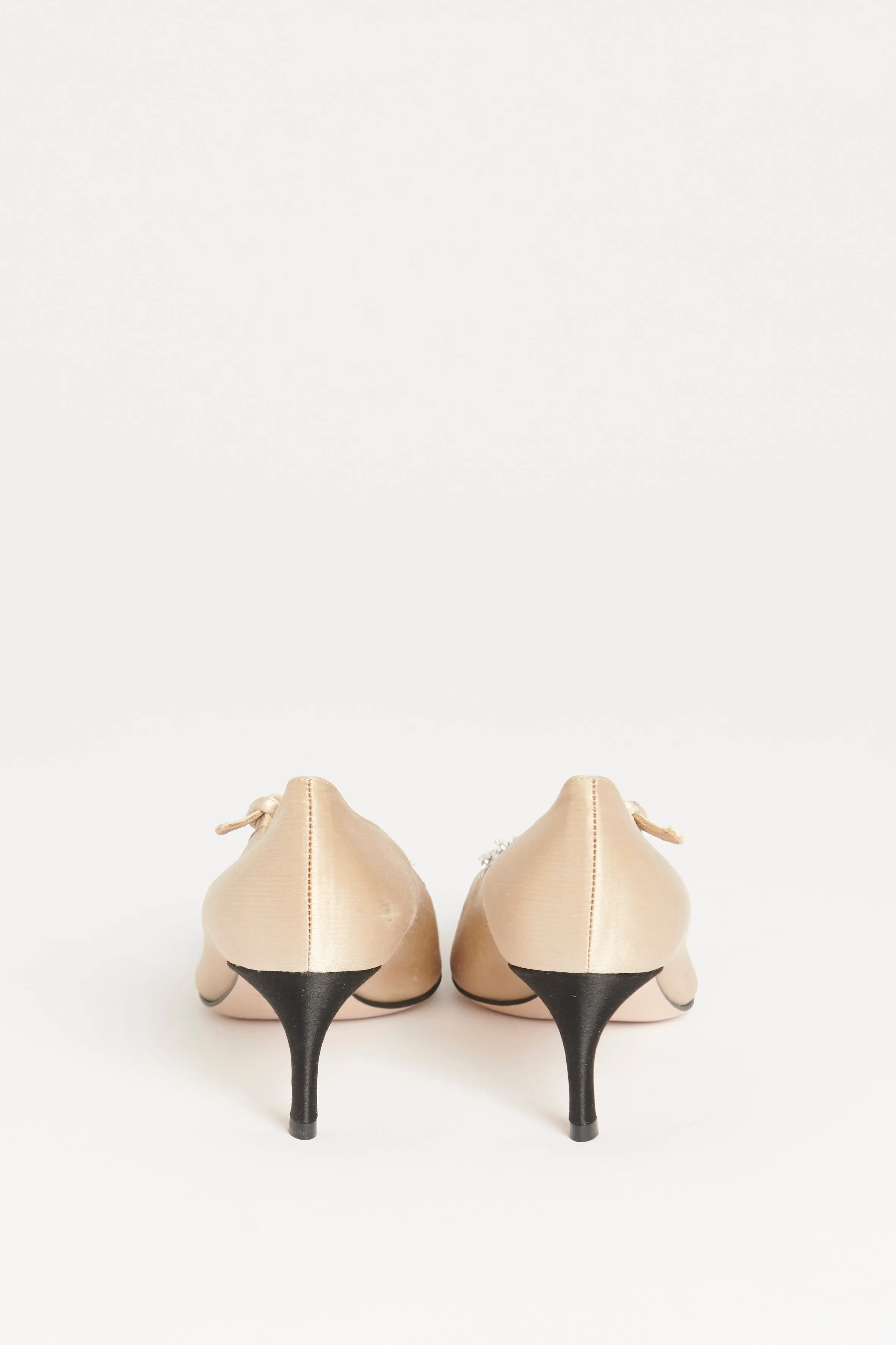 Nude Satin Crystal Toe Cap Preowned Heels