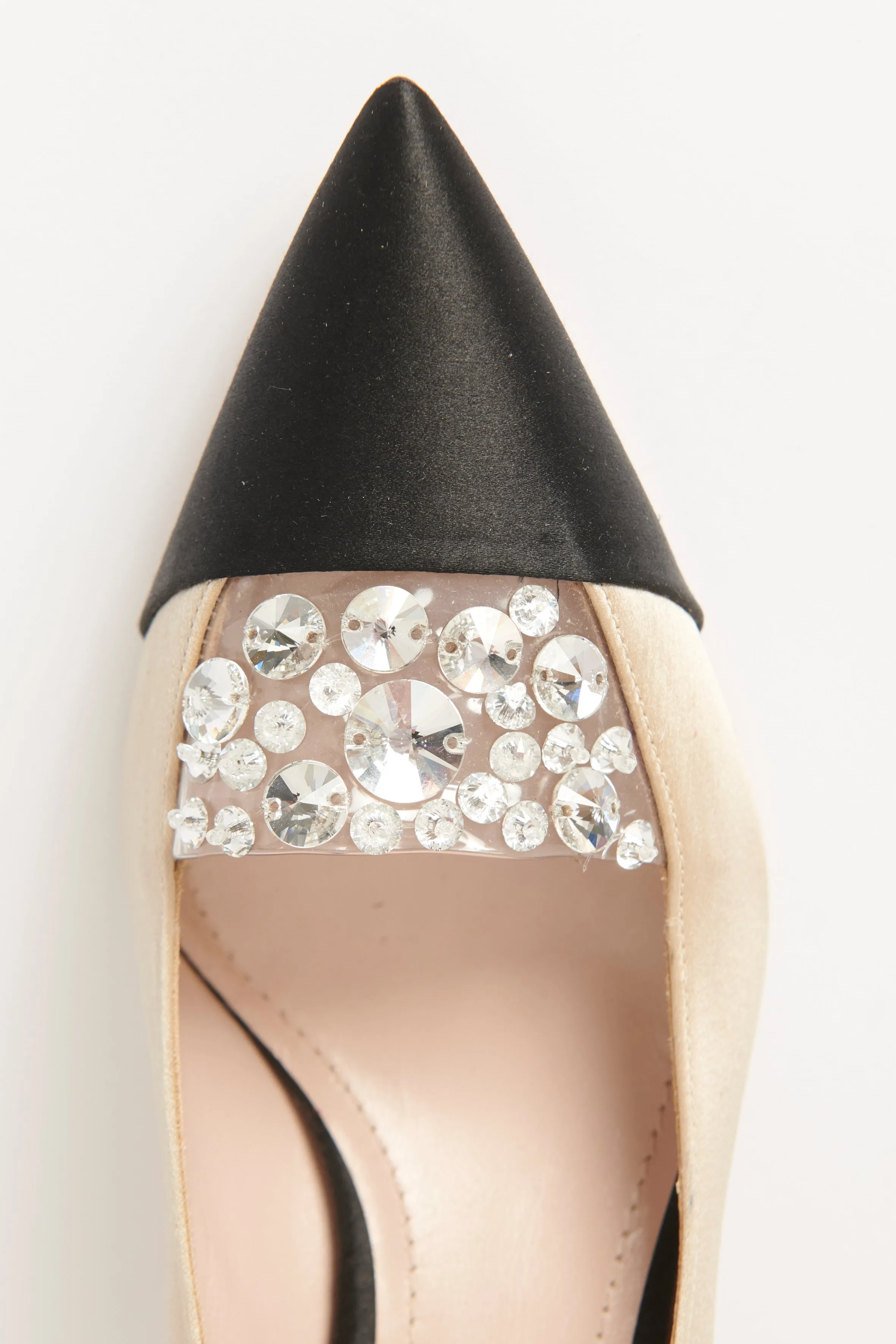 Nude Satin Crystal Toe Cap Preowned Heels