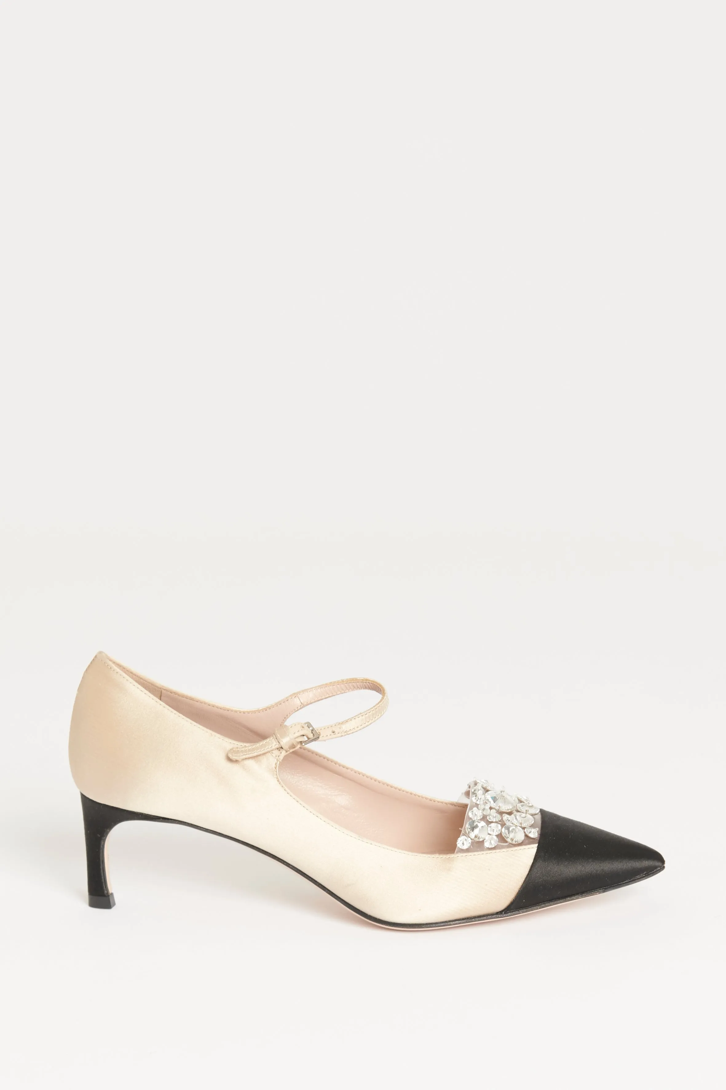 Nude Satin Crystal Toe Cap Preowned Heels