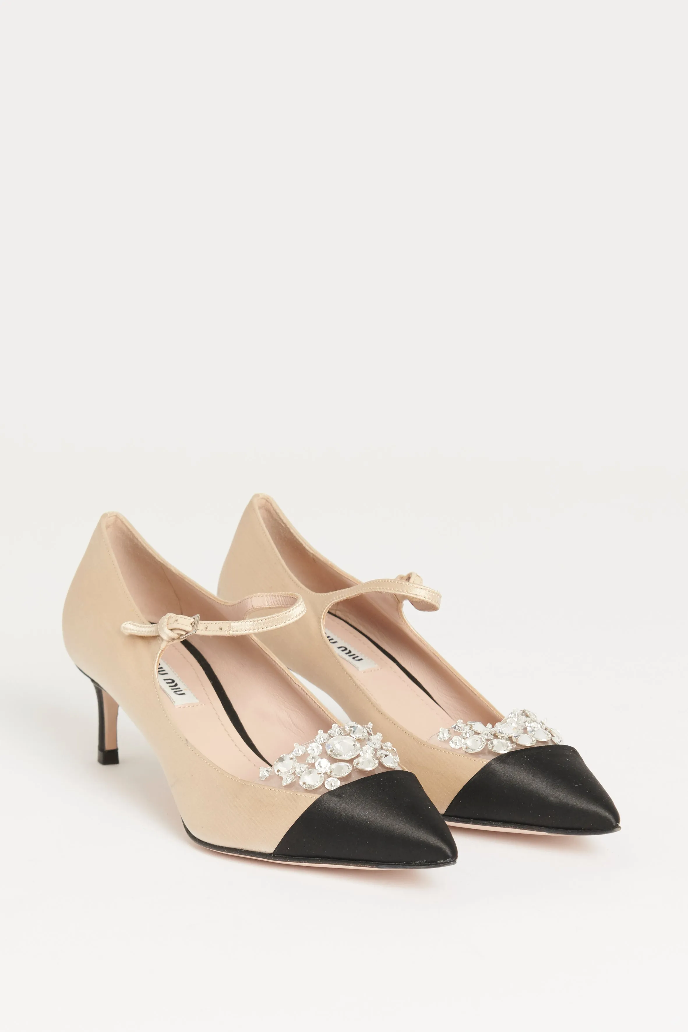 Nude Satin Crystal Toe Cap Preowned Heels