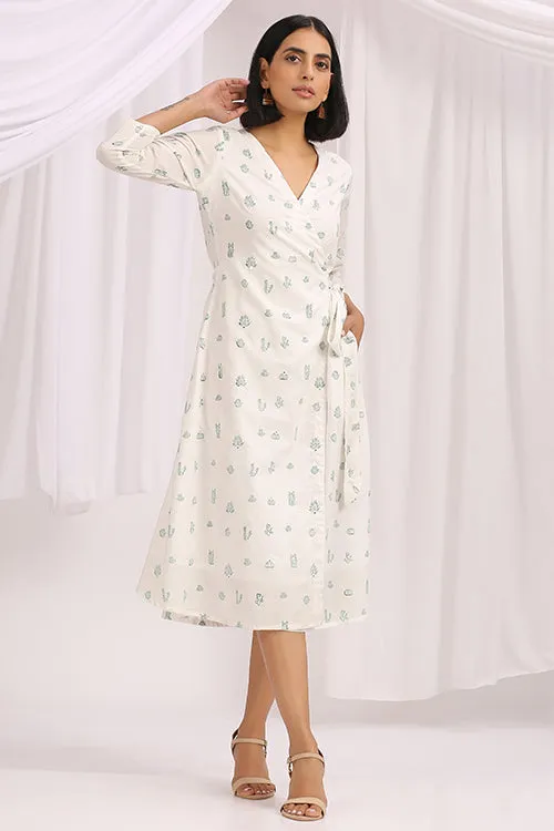 Okhai 'Floralicious' Mirror Work Cotton Wrap Dress