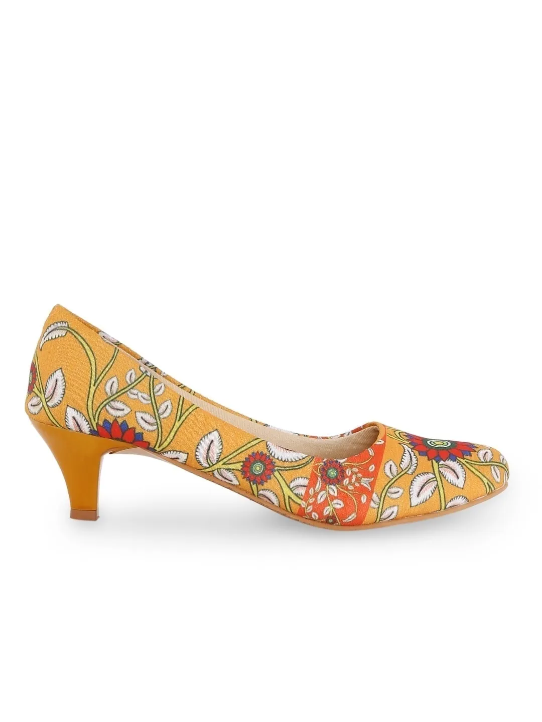 Orange & Yellow Printed Kitten Heels